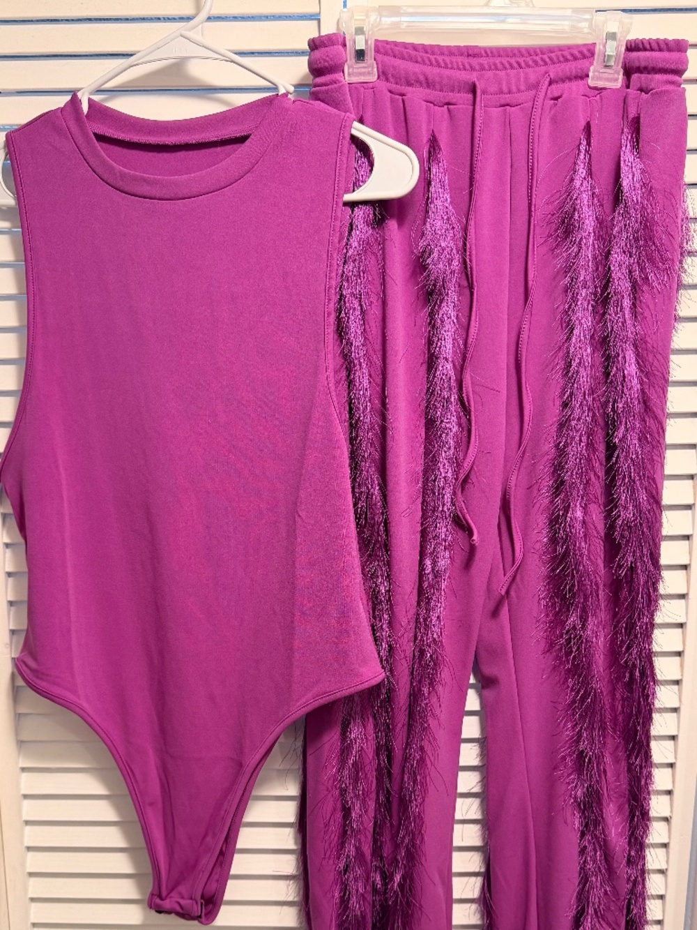 Purple Fringe Pants Set - Size